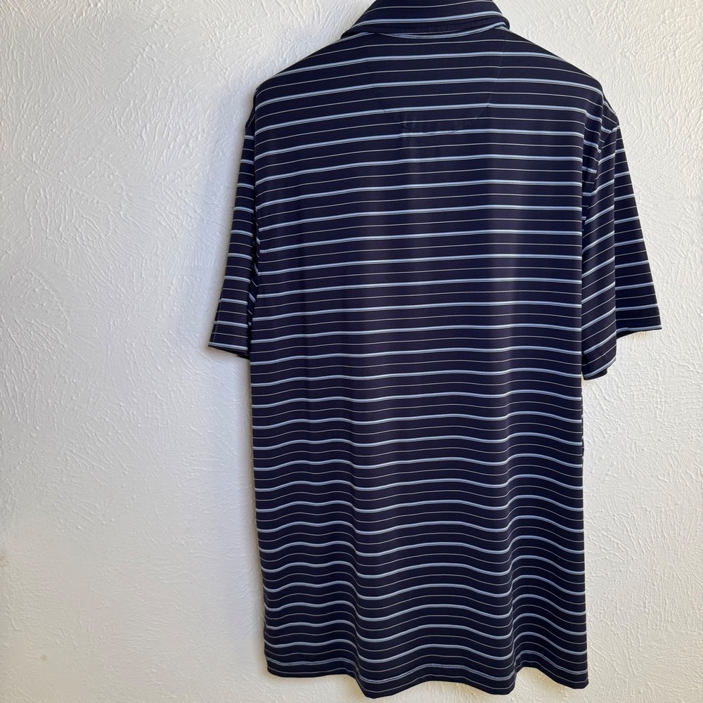 Jos A Bank Traveler Golf Polo Shirt Mens Navy Blue Stripe Traditional Fit Size M - Picture 4 of 8